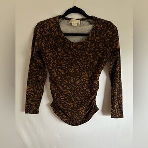 Michael Kors Women's Long Sleeve Shirred Crackle Print Top P/S